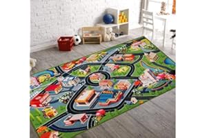 Booooom Jackson Spielteppich Kinder Straßen 3D Groß 150x200 cm Kinderteppich Jungen Mädchen Zum Mit Rutschfester Auto Spielteppich Kinderspielmatte