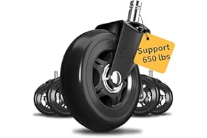 LIFELONG Ruote per sedie da ufficio Rotelle di ricambio per sedie in gomma per tutti i pavimenti, 11x22mm, nero (NON per 1KEA)