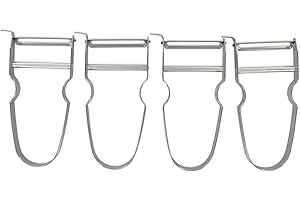 FM Professional 21729 Éplucheurs à légumes, Lot de 4 éplucheurs de type rasoirs à légumes, Économes, Épluche légumes, Acier inoxydable, Argenté, 11,5 cm x 6 cm