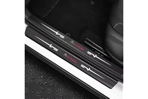 RIDGOEL Pack of 4 Citroen Car Door Sill Protector Carbon Fibre Door Sill Sticker for C-Elysee C4 C5 C6 C4L Berlingo C-Crosser Car Door Step Plate Cover Paint Protection Film B
