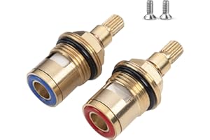WIDESMART 1 Pair Universal Replacement Tap Valves Brass Ceramic Disc Cartridge Faucet Repair Parts for Bathroom Kitchen Tap Mixer Tap Cartridge Quick Opening Copper Valve core Faucet (5.1cm)