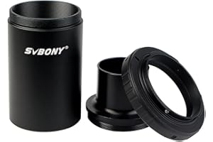 Svbony Telescope Camera Adapter, 1.25 Inches T Ring Mount with All Metal Extension Tube Telescope Accessories Eyepiece Projection Compatible with Nikon SLR DSLR