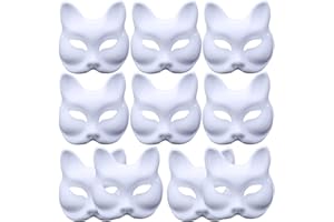 THESTRIVEN Weiße DIY Maske Handgemalte Maske Karneval Maske DIY Maskenball Party Maske Weiße Maske Unbemalt Katze Masken Fuchsmaske Cosplay Masken Kostüm Maske Leere Maske für Maskerade Party, 10 Stück