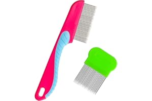 Acooruiteng 2 Pieces Lice Combs Reusable Head Lice Combs Durable Lice Comb Plastic Head Lice Comb Stainless Steel Headlice Comb for Adults,Kids,Dogs,Cats,Head Lice Treatment,Removes Louse