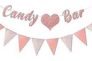 MQIAN Candy Bar Girlande, Candy Bar, Candy Bar Deko, Glitter Candybar, Candybar Wimpelkette, Candy Bar Banner, Candy Bar Schild