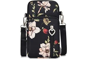 BRINNY Damska torebka, torba na ramię, torba na ramię, ze sztucznej skóry, 3 kieszenie na zamek błyskawiczny, uniwersalna torba na telefon komórkowy do zawieszenia, portfel na telefon komórkowy poniżej 7