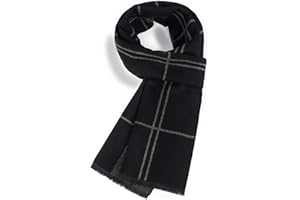 Enwokran Invierno Premium Bufanda De Lana Para Hombres Estilo De Negocios Patrón De Rayas a Cuadros Clásico Cachemira Suave Bufanda Larga 185 * 33cm