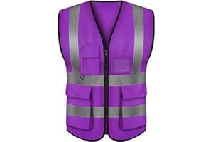 GOGO Chaleco de seguridad 5 bolsillos blanco chaleco de comando de incidentes tiras reflectantes de alta visibilidad de 2"