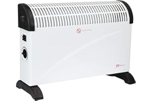 EMtronics 2000W Portable Electric Convector Heater Radiator with 3 Adjustable Heat Settings and Over Heat/Tip Over Cut-Out Function - White