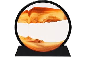 RCQD clessidra 3d sabbia paesaggio,paesaggio marino profondo a clessidra 3d,Pittura di Sabbia Che Scorre Display Decorazioni per la Casa e l'ufficio Giocattoli da Scrivania per Adulti (Oro, 7")