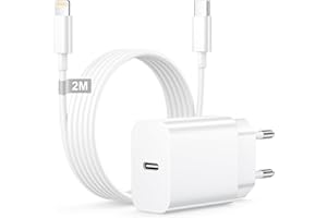 NIPOW 25W Chargeur Rapide iPhone avec Cable Lightning 2M, Prise Chargeur iPhone Rapide Chargeur USB C pour Apple iPhone 14 Pro Max/14 Plus/13 Mini/12/11/SE/XR/X/8