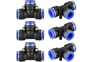 sourcing map Plastic Tee Push to Connect Tube Fittings 12mm or 15/32" od Push Lock Blue 6pcs