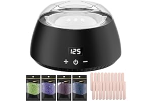 CITHOT Calentador de Cera Depilatoria de silicona, Cera Depilatoria Caliente con pantalla LCD, 500ML de gran capacidad, Con 4 Paquetes de Frijoles de Cera, Negro