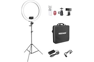 NEEWER 18-inch Aro de Luz LED Avanzado Soporte Control Táctil Manual con Pantalla LED, Control Remoto 2,4G y Múltiples Luces, 3200-5600K, Soporte para Maquillaje YouTube Video Blogger Salon (Negro)