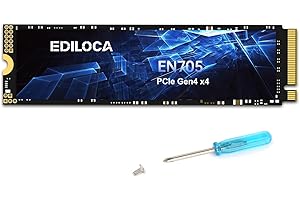 Ediloca EN705 de 1TB PCIe Gen4 SSD, NVMe M.2 2280, 3D NAND TLC, hasta 5000MB/s, Disco de Estado Sólido Interno, Caché SLC Dinámica, Compatible con PS5, Portátiles y Computadoras de Escritorio