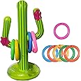MIVAIUN 7 Pieces Cactus Ring Toss Game Set Inflatable Cactus,inflatable party props,Target throwing toy,Indoor Outdoor Toys Gift for Kids Family,for Hawaii Party Decor Swimming Pool Toy