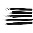 Catchex ESD Safe Anti-static Tweezers for Mobile, Electronics Repair - Set of 5, Black