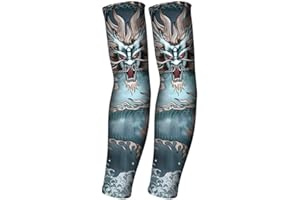 GIVBRO Fake Tattoo Sleeves Arm Cover Temporary Fake Slip On Sun Block Sleevelet for Men Women Outdoor Activity Clothing Accessories (#H)