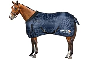 Horses, Coperta per Box Invernale per Cavallo Thermo 350gr, Imbottita, Morbida e Comoda, con Girocollo e Copricoda Anti Affaticamento
