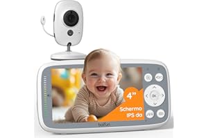 BOIFUN Baby Monitor, Videocamera Neonati Schermo da 4 '', 2000mAh Batteria Ricaricabile, VOX Rilevamento Del Suono, Rilevazione della temperatura e dell'umidità, Visione Notturna, Supporto Ninne Nanne