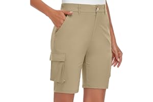 Soneven Elastico Pantaloncini Cargo da Donna Estate Vita Alta con Tasche Cerniera Leggeri Trekking
