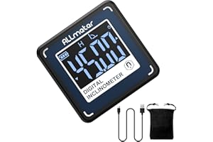 ALLmeter Mini Digitaler Winkelmesser Neigungsmesser 4 * 90° IP54 Wasserdicht Wasserwaage mit Magnetfuß VA Display Type-C Schnittstelle Wiederaufladbarer für Holzarbeiten Bau Dekoration DIY