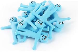 PARTY PERFECTO STRETCHY SMILEY MEN - 12 PACK - Smile Men Toys Novelty Stretchy Smiley Face People Stress Relief Fidget Toys for Kids and Adults (Blue)