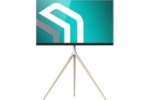 ONKRON Trepied Television Bois pour 32-65 Pouces TV & Ecran, Support Télé sur Pied Poids jusqu'à 35 kg - Pied pour TV Hauteur Réglable VESA 100x100-400x400/Trepied TV Pivotant TS1220-W Blanc