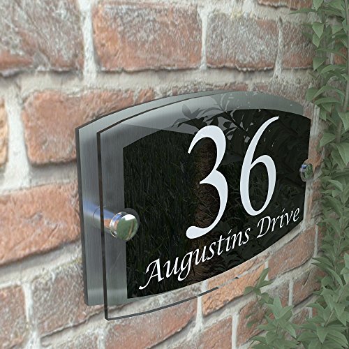 MODERN HOUSE SIGN PLAQUE DOOR NUMBER STREET GLASS EFFECT ACRYLIC ...