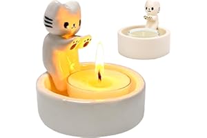 Vibbang Portavelas para Ggatos, Candelabro De Gato, Candelabro con Patas Calentadoras De Gato, Regalo para Niñas y Mujeres, Decoración De Mesa (A)