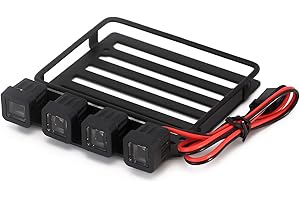 INJORA RC Auto Dachträger Gepäckträger mit LED Licht Zubehör Dekoration für 1/24 RC Crawler Axial SCX24 Gladiator Dodge Power Wagon Upgrade Teile(Quadrat)