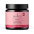 Sukin Rosehip Enriching Night Cream 120ml - with Rosehip Oil & Vitamin C; cruelty free & vegan friendly - to hydrate and improve skin radiance, for dehydrated & mature skin.