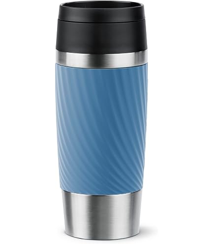 Emsa N20211 Travel Mug Classic - Vaso Aislante (0,36 L, Cierre De Rosca Cómodo, Acero Inoxidable, 4 Horas De Calor Y 8 Horas De Frío, 100% Hermético, Apto Para Lavavajillas, Apertura De