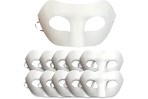 FEEZILOE 10 máscaras de papel blanco para bricolaje, máscara en blanco, máscara pintada a mano para personalidad, diseño creativo, fiesta de baile, bailes de máscaras, fiesta de cosplay