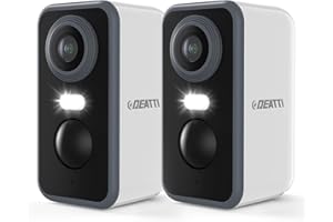 DEATTI 2K Camera Surveillance WiFi Exterieure sans Fil Batterie, Caméra de Surveillance Extérieur/Intérieur, AI PIR Detection Mouvement, Vision Nocturne Couleur, Audio Bidirectionnel, IP66/Alexa