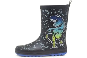 Shoe Zone - Boys Black Dinosaur Welly