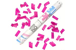 Boomwow Gender Reveal Confetti Twist & Shoot Popper for the perfect surprise party, Compressed Air, 100% Safe (60 cm, Pink Paper)