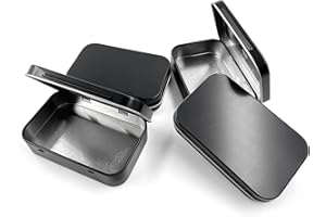 KUNXING Metalowe Puszki Z Pokrywkami Pudełko Na Karty Do Gry - Zestaw 4 Nierdzewnych Puszek Metalowych Małe Puszki Z Pokrywkami Prostokątne Puste Puszki Na Zawiasach Podstawowe Puszki Mini Przenośne Pudełko