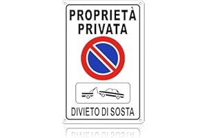 TAKULA Cartello Proprietà Privata,Divieto Sosta con Rimozione Forzata e Sosta Vietata 30x20cm Alluminio Antiruggine, Riflettente Notturno, Preforato Universale per Garage/Strade