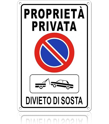 Pubblimania USCITA AUTOMEZZI DIVIETO DI SOSTA Cartello in Alluminio