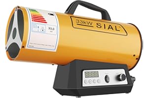 SIAL Chauffage Soufflant à Gaz 113,000 Btu/h Canon à Chaleur à Gaz Chauffage Radiant Portable Pour Ateliers,Interrupteur électronique/Peut être Chronométré/Arrêt Automatique, Jaune, 33 kW,Q33E
