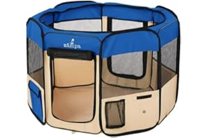 Zampa Pop Up Portable Medium 45"x45"x24" Playpen for Dog and Cat, Foldable | Indoor/Outdoor Pen & Travel Pet Carrier + Carrying Case | (115 * 115 * 60 CM)