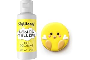 SIGWONG Food Colouring - 50ml Concentrated Liquid Food Colouring Set - Neon Liquid Food Color Dye for Baking, Decorating, Icing, Cooking and DIY Crafts - Lemon Yellow