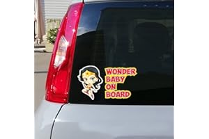 MR PUBBLICITÀ Adesivo BABY ON BOARD per auto - Bebè a bordo/Bebè In Car Decalcomanie Etichetta Sticker adesivo divertente supereroi - Bimbo Safety Sign Car Sicurezza (Wonder-Baby)