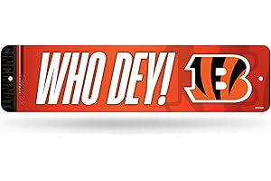 Rico Industries Cartello stradale in metallo NFL Football Cincinnati Bengals, 10,2 x 38,1 cm, decorazione per la casa, camera da letto, ufficio, Man Cave