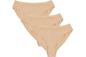 NEWCHAO Dance Pants Ballet Briefs,3 Packs Gymnastics Underpants Knickers Beige Seamless for Girls and Women