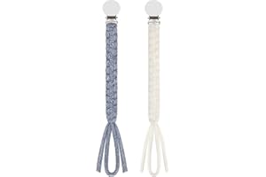 Kowlone Catenella Portaciuccio Intrecciato Ciuccio Clips Catena Succhietto in Cotone per Ragazzi Ragazze Regalo Nascita Battesimo Baby Compleanno Natale(2 Pezzi)