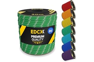 EdcX Paracorde en Nylon 4 mm 550 30, 50, 100, 300m (100-1000 Pieds) - Type III, Corde 100% Nylon, Corde à 7 brins, Corde en Nylon 4 mm dans des Couleurs Unies