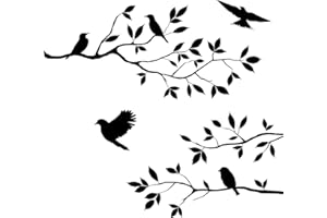 RETON Stonges Rami di un albero Uccelli Adesivo murale Vinile smontabile Camera da letto Soggiorno Arte murale Decalcomania da muro nera