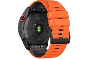 Niboow QuickFit 26mm Correa para Garmin Fenix 8 51mm/Fenix 7X Pro Solar/Fenix 7X/Fenix 6X/Fenix 6X Pro/Fenix 5X Puls, Silicona Muñequeras para Garmin Enduro 3/Epix 2 Pro 51mm - Naranja/Negro